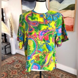 Pat Argenti Colorful Paisley Silk Blouse
